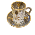 طقم بيالات شاي فاخر مع صحون – نقشة السيفين والنخلة – صناعة تركية – 12 قطعة