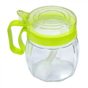 علبة زجاجية مع ملعقة داخلية – مثالية للملح والسكر والبهارات