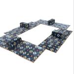 جلسة عربية أرضية – 4 فرشات + 4 دكايات (8 قطع) مناسبة للرحلات والمكاشيت – لون أزرق