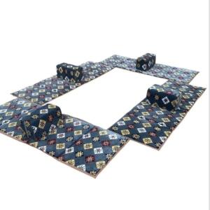 جلسة عربية أرضية – 4 فرشات + 4 دكايات (8 قطع) مناسبة للرحلات والمكاشيت – لون أزرق