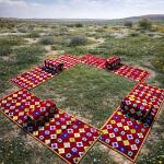 طقم مدات مبطنة ارضية متكاملة قابلة للطي مثالية للبر، الصحراء، المنزل و الحدائق