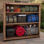 دولاب تخزين متنقل متعدد الأرفف بعجلات قابل للنقل