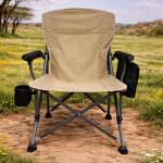 كرسي تخييم قابل للطي فاخر من القناص العربي مع حامل أكواب، وجيوب تخزين، تصميم متين ومريح | يتحمل وزنًا يصل إلى 150 كجم