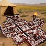 جلسات أرضية قابلة للطي نقشة عربية حمراء 9 قطع فرشة2*3 وتكاية 1.20