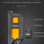 إضاءة ليد W897بقاعدة قابلة للتحكم سطوع عالي للرحلات والتخييم بشاحن تايب سي