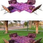 جلسات أرضية قابلة للطي نقشة عربية حمراء 9 قطع بعدة مقاسات